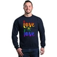 thumbnail image 1 of Shop4Ever Men's Love is Love Rainbow Gay Pride Crewneck Sweatshirt Large Navy, 1 of 5
