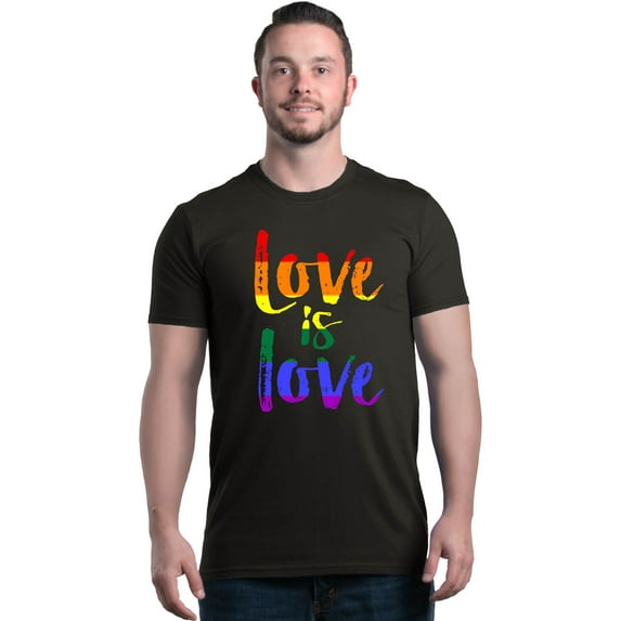 Shop4Ever Men's Love is Love Rainbow Gay Pride Graphic T-shirt XX-Large Black