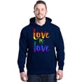 thumbnail image 1 of Shop4Ever Men's Love is Love Rainbow Gay Pride Hooded Sweatshirt Hoodie Large Navy, 1 of 5