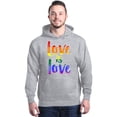 thumbnail image 1 of Shop4Ever Men's Love is Love Rainbow Gay Pride Hooded Sweatshirt Hoodie Large Sports Grey, 1 of 5