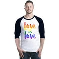 thumbnail image 1 of Shop4Ever Men's Love is Love Rainbow Gay Pride Raglan Baseball Shirt X-Large White/Black, 1 of 5