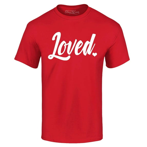 Shop4Ever Men's Loved Heart Valentine's Day Graphic T-shirt XXXX-Large Red