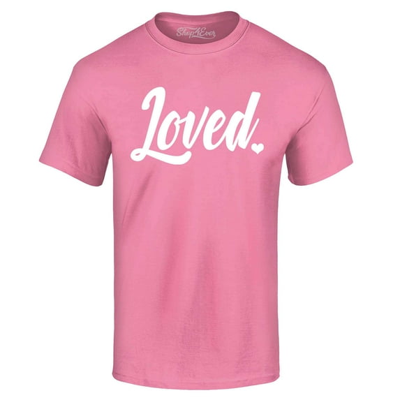 Shop4Ever Men's Loved Heart Valentine's Day Graphic T-shirt XXXXX-Large Azalea Pink