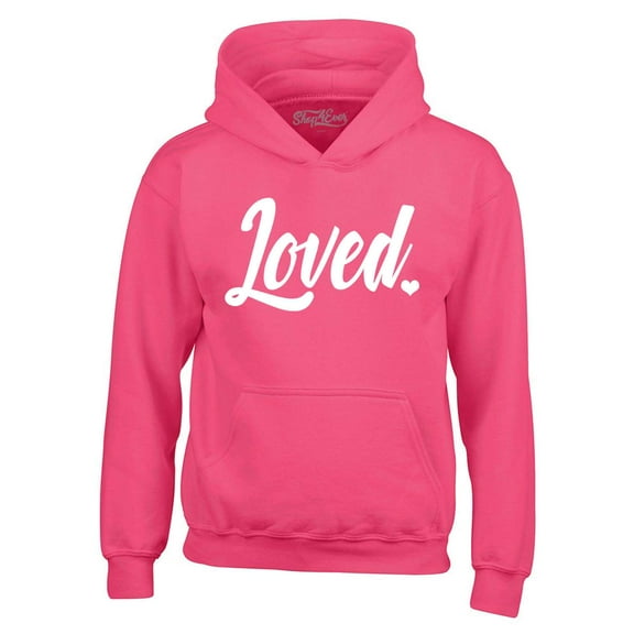 Shop4Ever Men's Loved Heart Valentine's Day Hooded Sweatshirt Hoodie Small Heliconia Pink