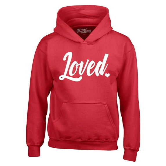 Shop4Ever Men's Loved Heart Valentine's Day Hooded Sweatshirt Hoodie XXX-Large Red