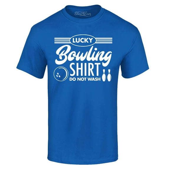 Shop4Ever Men's Lucky Bowling Shirt Bowler Graphic T-shirt XX-Large Royal Blue