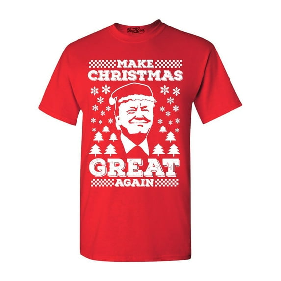 Shop4Ever Men's Make Christmas Great Again Trump Graphic T-shirt XXXX-Large Red