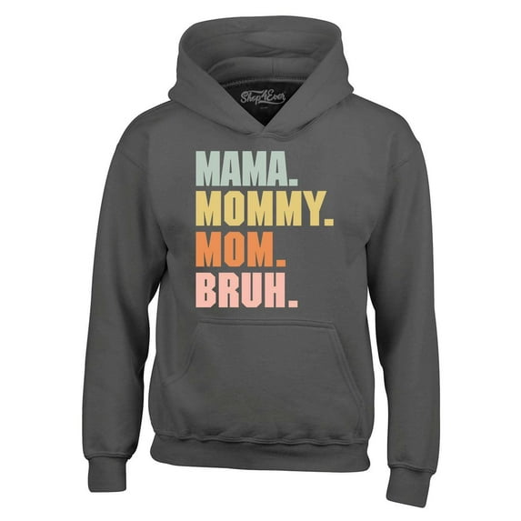 Shop4Ever Men's Mama Mommy Mom Bruh Hooded Sweatshirt Hoodie Medium Charcoal