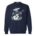 thumbnail image 1 of Shop4Ever Men's Mariachi Skeleton Guitar Crewneck Sweatshirt Medium Navy, 1 of 5