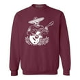 thumbnail image 1 of Shop4Ever Men's Mariachi Skeleton Guitar Crewneck Sweatshirt Small Maroon, 1 of 5