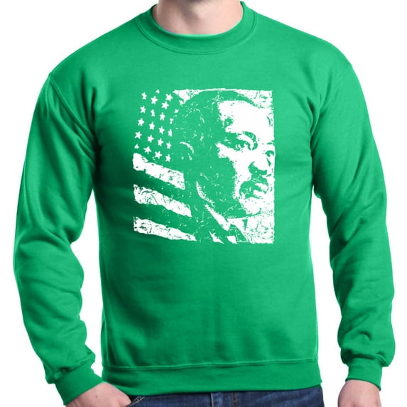 Shop4Ever Men's Martin Luther King Jr. Crewneck Sweatshirt Large Irish Green