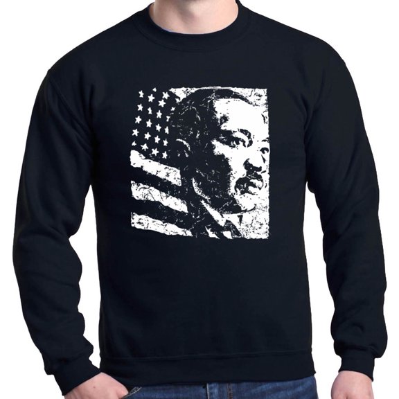 Shop4Ever Men's Martin Luther King Jr. Crewneck Sweatshirt Small Black