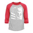 thumbnail image 1 of Shop4Ever Men's Martin Luther King Jr. Flag Raglan Baseball Shirt Large Heather Grey/Red, 1 of 4