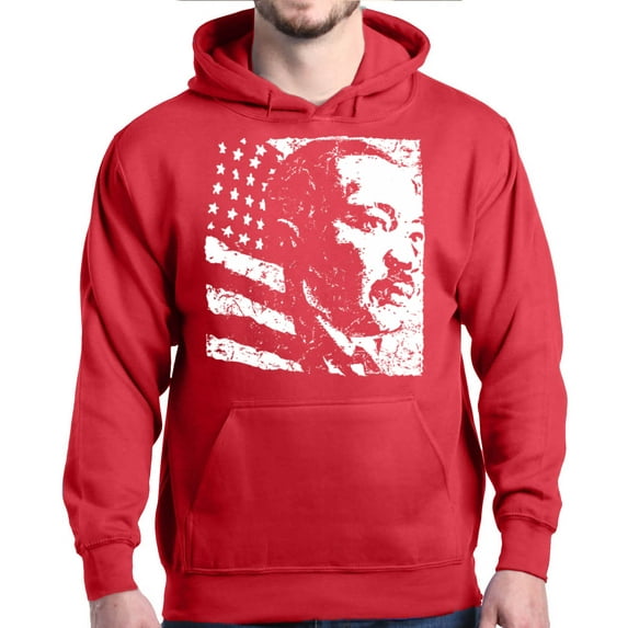 Shop4Ever Men's Martin Luther King Jr. Hooded Sweatshirt Hoodie Large Red