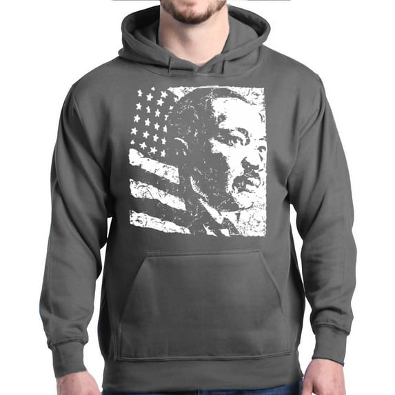 Shop4Ever Men's Martin Luther King Jr. Hooded Sweatshirt Hoodie Medium Charcoal