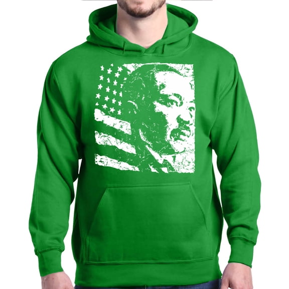 Shop4Ever Men's Martin Luther King Jr. Hooded Sweatshirt Hoodie Medium Irish Green
