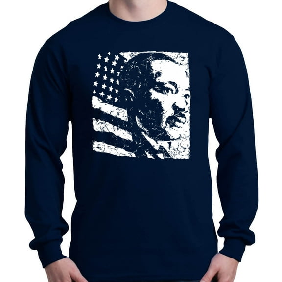 Shop4Ever Men's Martin Luther King Jr. Long Sleeve Shirt Small Navy