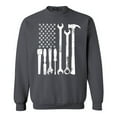 thumbnail image 1 of Shop4Ever Men's Mechanic Tool American Flag USA Crewneck Sweatshirt XX-Large Charcoal, 1 of 5