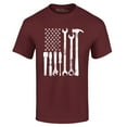 thumbnail image 1 of Shop4Ever Men's Mechanic Tool American Flag USA Graphic T-shirt Large Maroon, 1 of 5