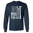 thumbnail image 1 of Shop4Ever Men's Mechanic Tool American Flag USA Long Sleeve Shirt Medium Navy, 1 of 5