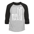 thumbnail image 1 of Shop4Ever Men's Mechanic Tool American Flag USA Raglan Baseball Shirt Large Heather Grey/Black, 1 of 4