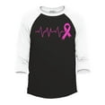 thumbnail image 1 of Shop4Ever Men's Men's Heartbeat Pink Ribbon Breast Cancer Awareness Raglan Baseball Shirt X-Large Black/White, 1 of 4