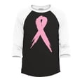thumbnail image 1 of Shop4Ever Men's Men's Pink Breast Cancer Ribbon Awareness Support  Raglan Baseball Shirt X-Large Black/White, 1 of 4