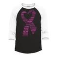 thumbnail image 1 of Shop4Ever Men's Men's Pink Ribbon Heart Montage Word Cloud Breast Cancer Raglan Baseball Shirt XX-Large Black/White, 1 of 4
