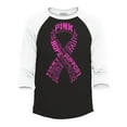 thumbnail image 1 of Shop4Ever Men's Men's Pink Ribbon Montage Word Cloud Breast Cancer Raglan Baseball Shirt XXX-Large Black/White, 1 of 4