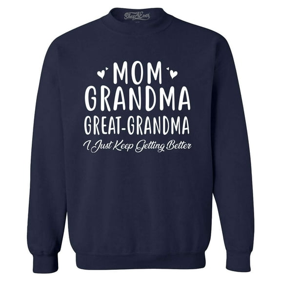 Shop4Ever Men's Mom Grandma Great-Grandma Crewneck Sweatshirt Medium Navy