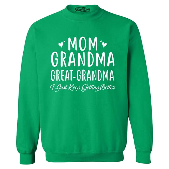Shop4Ever Men's Mom Grandma Great-Grandma Crewneck Sweatshirt Small Irish Green