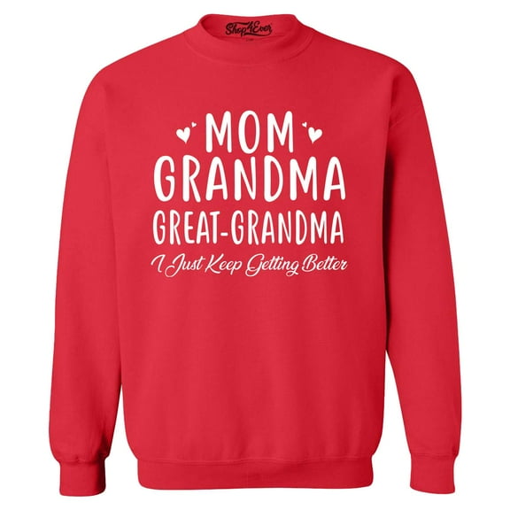Shop4Ever Men's Mom Grandma Great-Grandma Crewneck Sweatshirt X-Large Red
