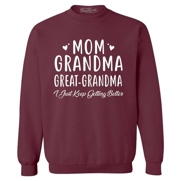Shop4Ever Men's Mom Grandma Great-Grandma Crewneck Sweatshirt XXX-Large Maroon
