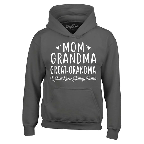 Shop4Ever Men's Mom Grandma Great-Grandma Hooded Sweatshirt Hoodie Medium Charcoal