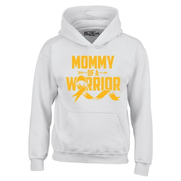 Shop4Ever Men's Mommy of a Warrior Hooded Sweatshirt Hoodie X-Large White