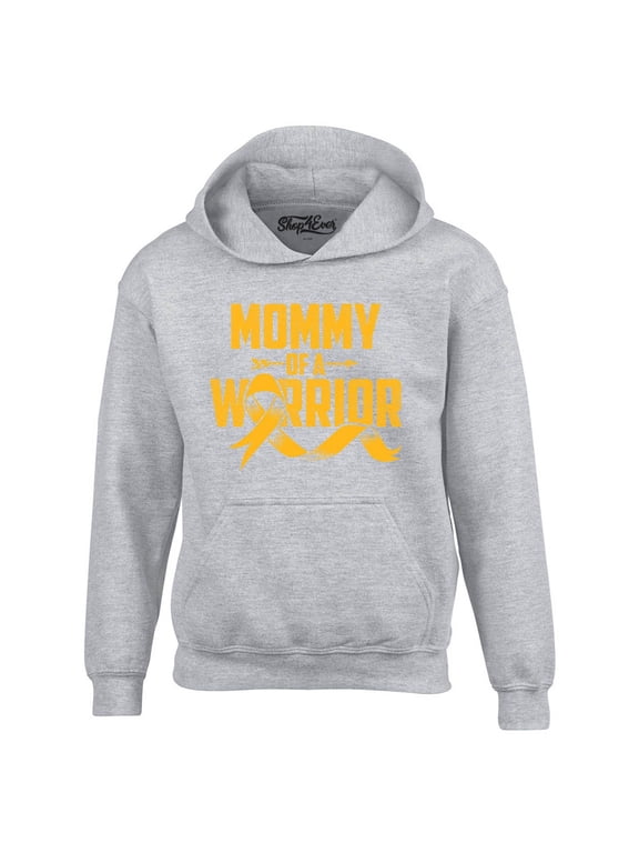 Men's Mommy of a Warrior Hooded Sweatshirt Hoodie XX-Large Sports Grey