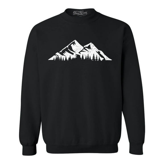 Shop4Ever Men's Mountains Scenery Nature Wildlife Crewneck Sweatshirt Small Black