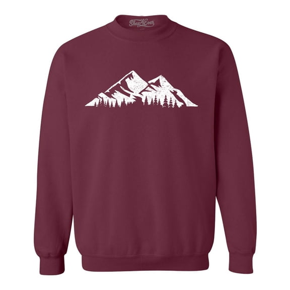 Shop4Ever Men's Mountains Scenery Nature Wildlife Crewneck Sweatshirt XX-Large Maroon