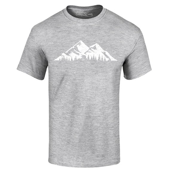 Shop4Ever Men's Mountains Scenery Nature Wildlife Graphic T-shirt X-Large Sports Grey