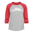 thumbnail image 1 of Shop4Ever Men's Mountains Scenery Nature Wildlife Raglan Baseball Shirt Medium Heather Grey/Red, 1 of 4
