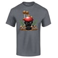 thumbnail image 1 of Shop4Ever Men's Mushroom Cat Cottagecore Graphic T-shirt X-Large Charcoal, 1 of 5