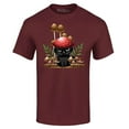 thumbnail image 1 of Shop4Ever Men's Mushroom Cat Cottagecore Graphic T-shirt XXX-Large Maroon, 1 of 5