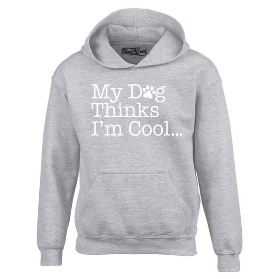 Shop4Ever Men's My Dog Thinks I'm Cool Hooded Sweatshirt Hoodie Medium Sports Grey