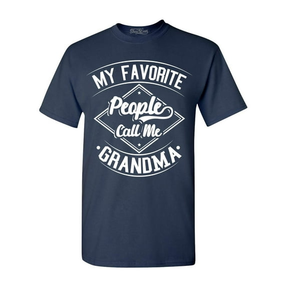Shop4Ever Men's My Favorite People Call Me Grandma Graphic T-shirt Large Navy