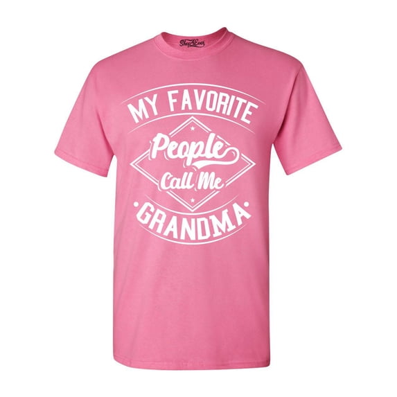 Shop4Ever Men's My Favorite People Call Me Grandma Graphic T-shirt Medium Azalea Pink