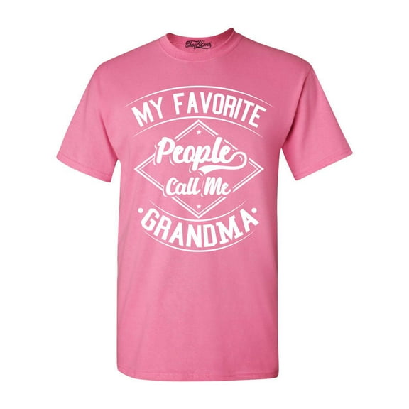 Shop4Ever Men's My Favorite People Call Me Grandma Graphic T-shirt Small Azalea Pink