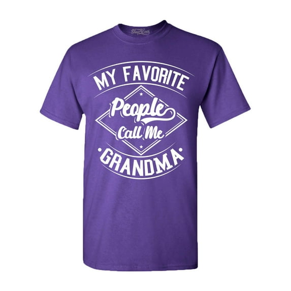 Shop4Ever Men's My Favorite People Call Me Grandma Graphic T-shirt X-Large Purple