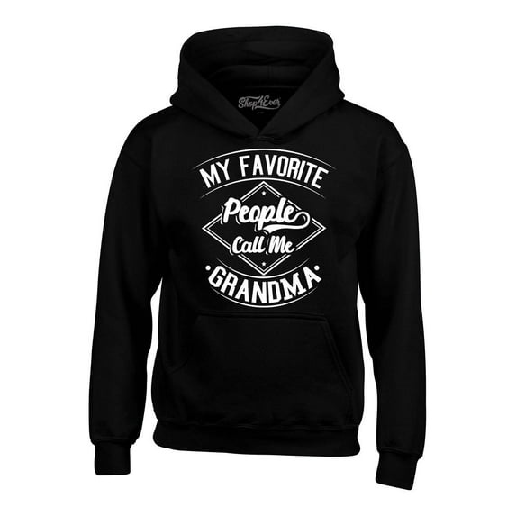 Shop4Ever Men's My Favorite People Call Me Grandma Hooded Sweatshirt Hoodie Medium Black