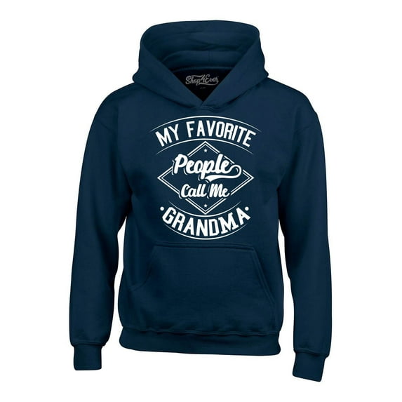 Shop4Ever Men's My Favorite People Call Me Grandma Hooded Sweatshirt Hoodie XXX-Large Navy
