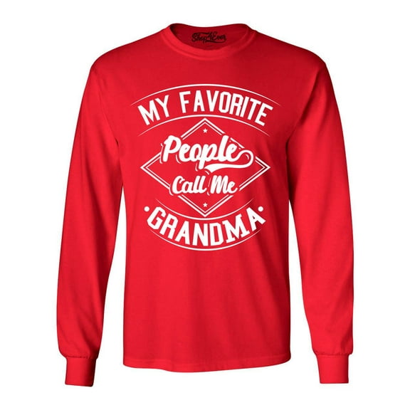 Shop4Ever Men's My Favorite People Call Me Grandma Long Sleeve Shirt XX-Large Red